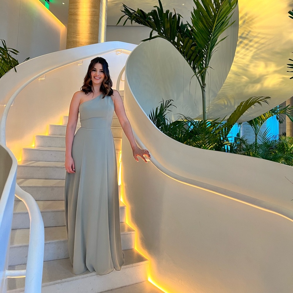 Jenny Yoo sage green bridesmaid dress
